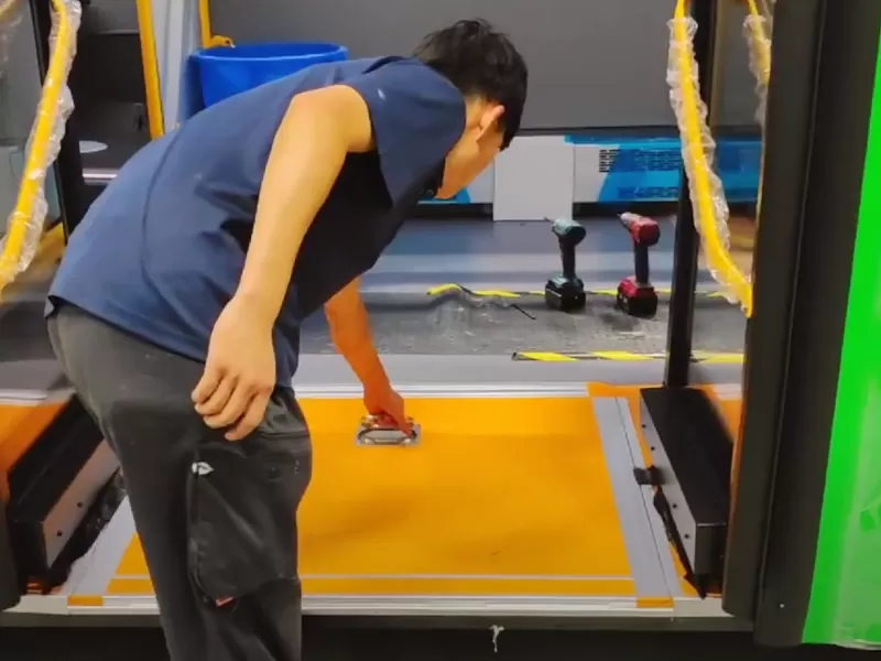 This Accessible Bus Modified with the Xinder-Tech Manual Flip Wheelchair Ramp